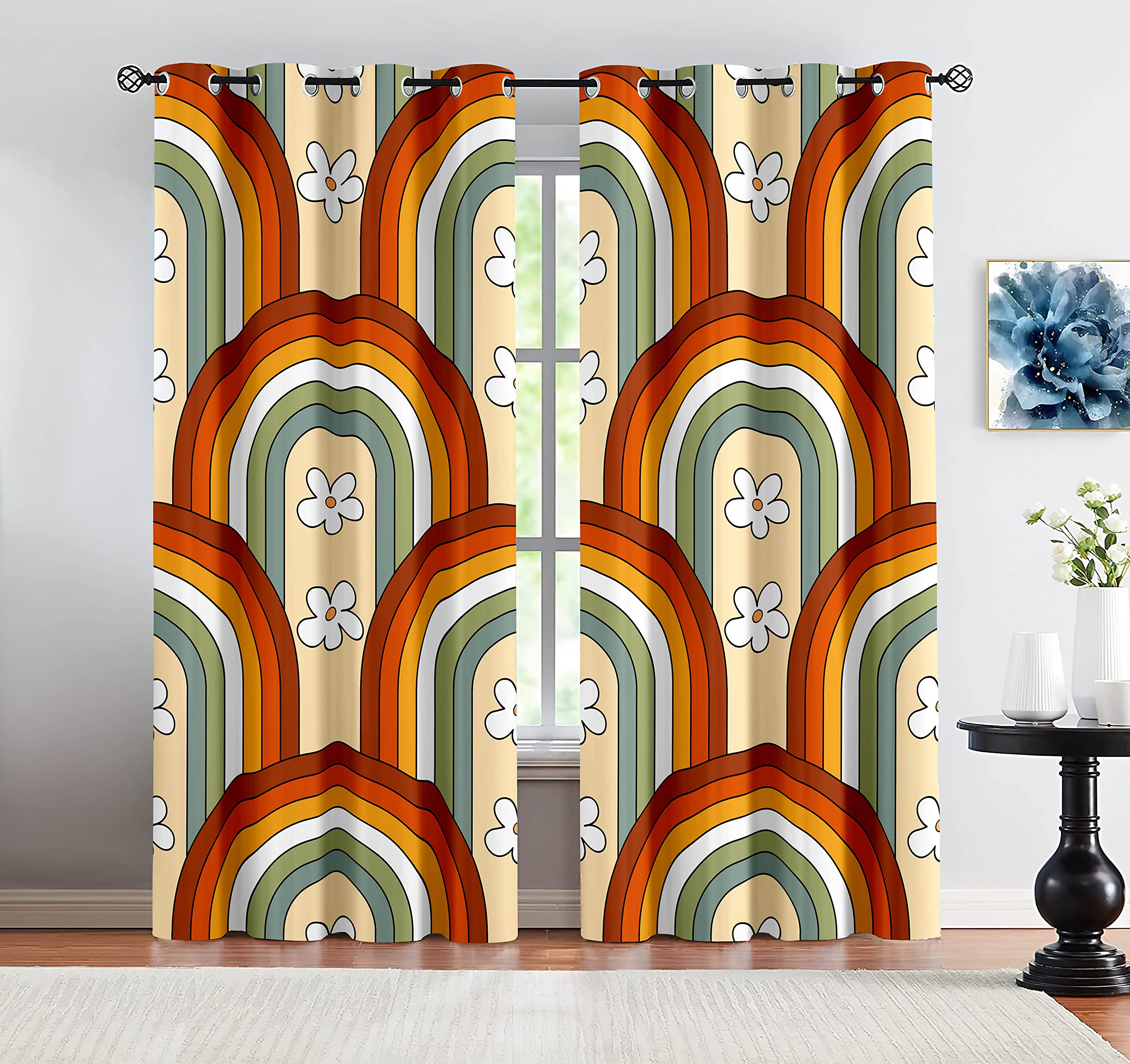 

Красочные радужные шторы для спальни Домашние шторы блэкаут для декора комнаты девочки Оконные шторы для детской комнаты дочери Комплект из 2 штук W55 X H120cm X 2&Grommet Top