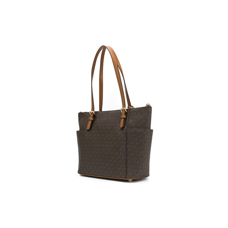 MICHAEL KORS Jet Set Presbyopia printed all over with retro letters LOGO PVC and cowhide leather shoulder strap shoulder handbag regular women's brown