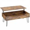 Rectangular Wooden Coffee Table with Large Hidden Storage Area, Height-Adjustable