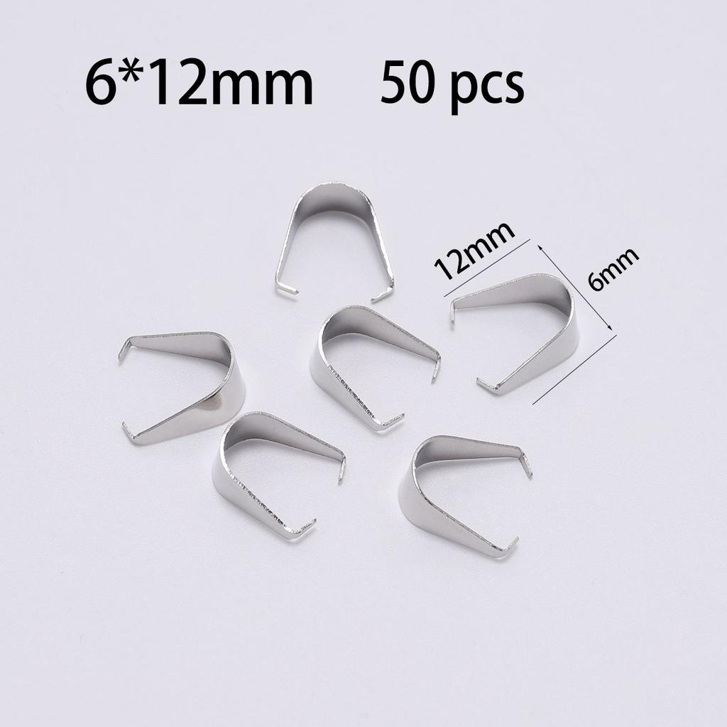 50-100Pcs Stainless Steel Pendant Clasps Hook Clips Bails Bail Bead Necklace Pendants Connectors For Jewelry Making Findings DIY