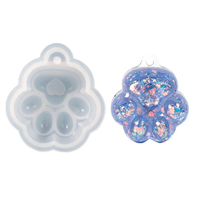 Animal Resin Mold Cat-Paw Silicone Epoxy Casting Mold for DIY Pendant Jewelry Making Handmade Lovely Keychain Craft