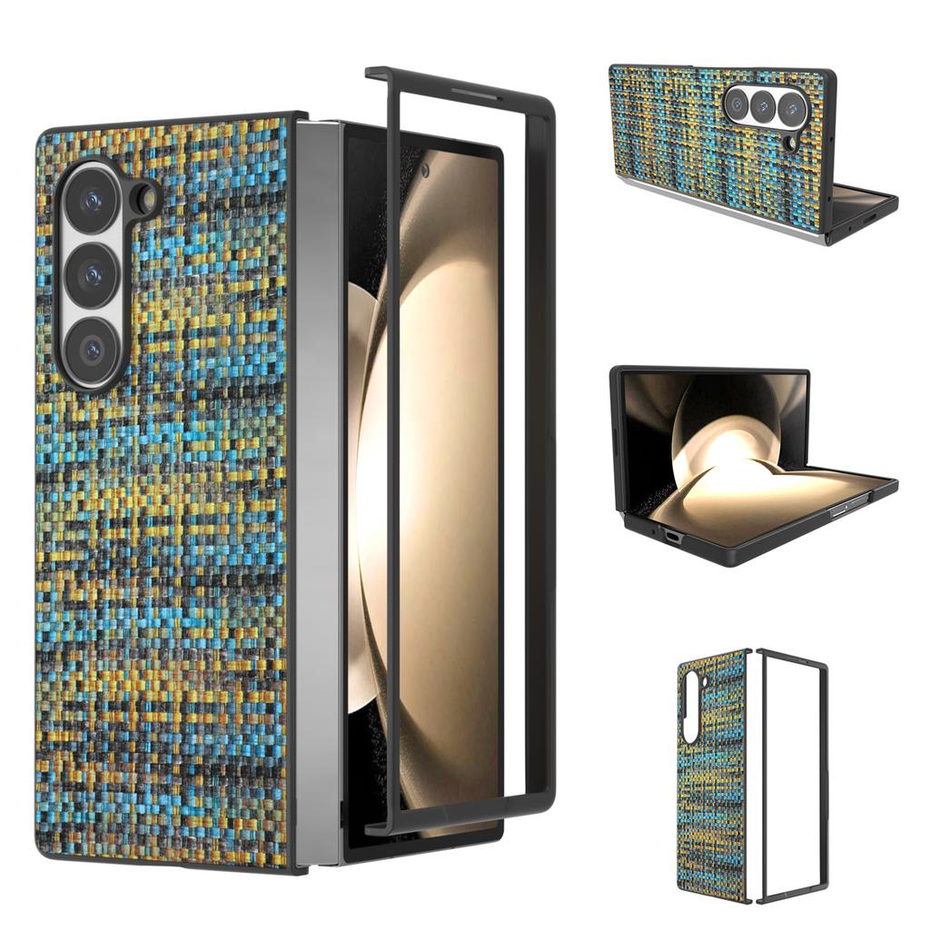 For Samsung Galaxy Z Fold6 5G Case Plaid Texture PU Leather+PC Phone Cover