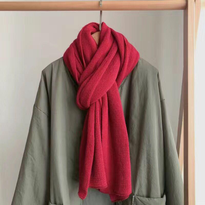 Men's High-Appearance Korean-Style Atmosphere Neck Warmer Winter Student Versatile Warm Knitted Solid-Color