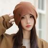 Autumn Winter Woolen Hat Women's American Casual Peplum Cold Hat Reversible Wearable Knit Hat Big Head Circle Show Face Smaller