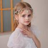 Elegant Elf Rhinestone Headband Leaf Design Bride Shiny Hair Hoop Crystal Forehead Accessory  Party