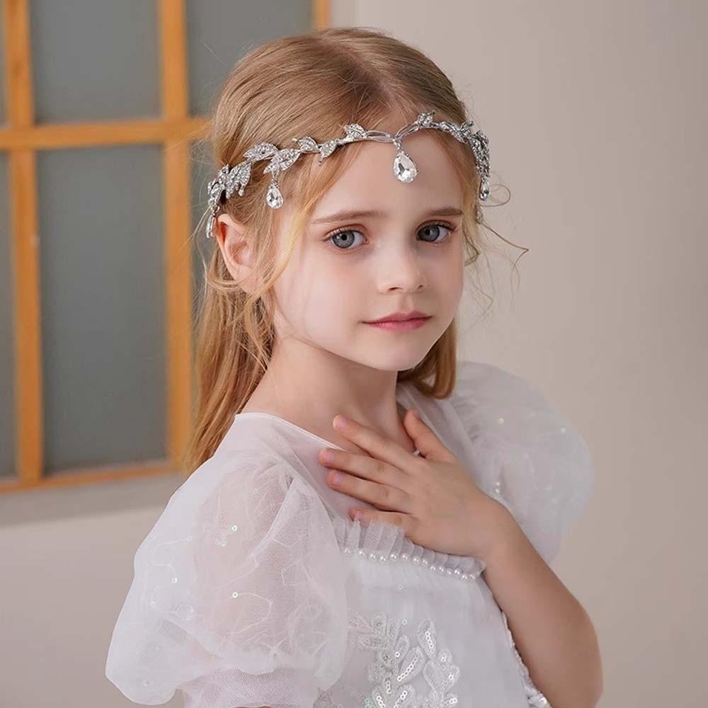 Elegant Elf Rhinestone Headband Leaf Design Bride Shiny Hair Hoop Crystal Forehead Accessory  Party