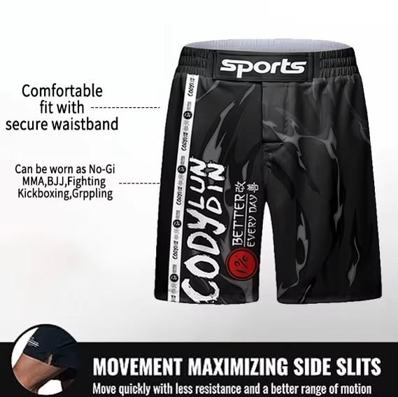 MMA Muay Thai Kickboxing Boxing Shorts Elastic Waist  Unisex Men Women Print Fight UFC Martial Art Fitness Gym Training Sport Workout