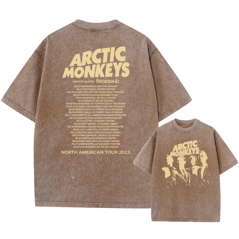 Retro Rock Arctic Monkeys Musikalbum Grafik T-Shirt Herren Vintage Washed Oversized Kurzarm T-Shirt Y2k Hip Hop Streetwear