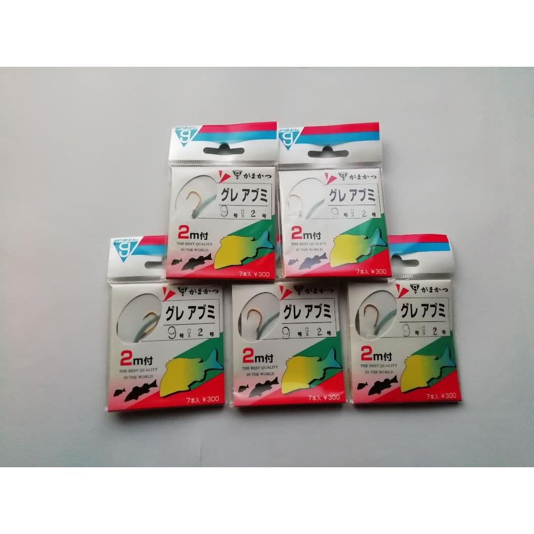 Used Gamakatsu Glare Bumi No. 9 Harris No. 2 with 2m (7 pieces) 5 pieces Gamakatsu hook Gray fishing