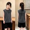Korean Style Girls' Casual Cotton Vest T-shirt Set for Summer, Ages 6-12
