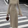 JPNTKY Women's Fashion Summer Spring O-Neck Long Sleeve Casual Dresses