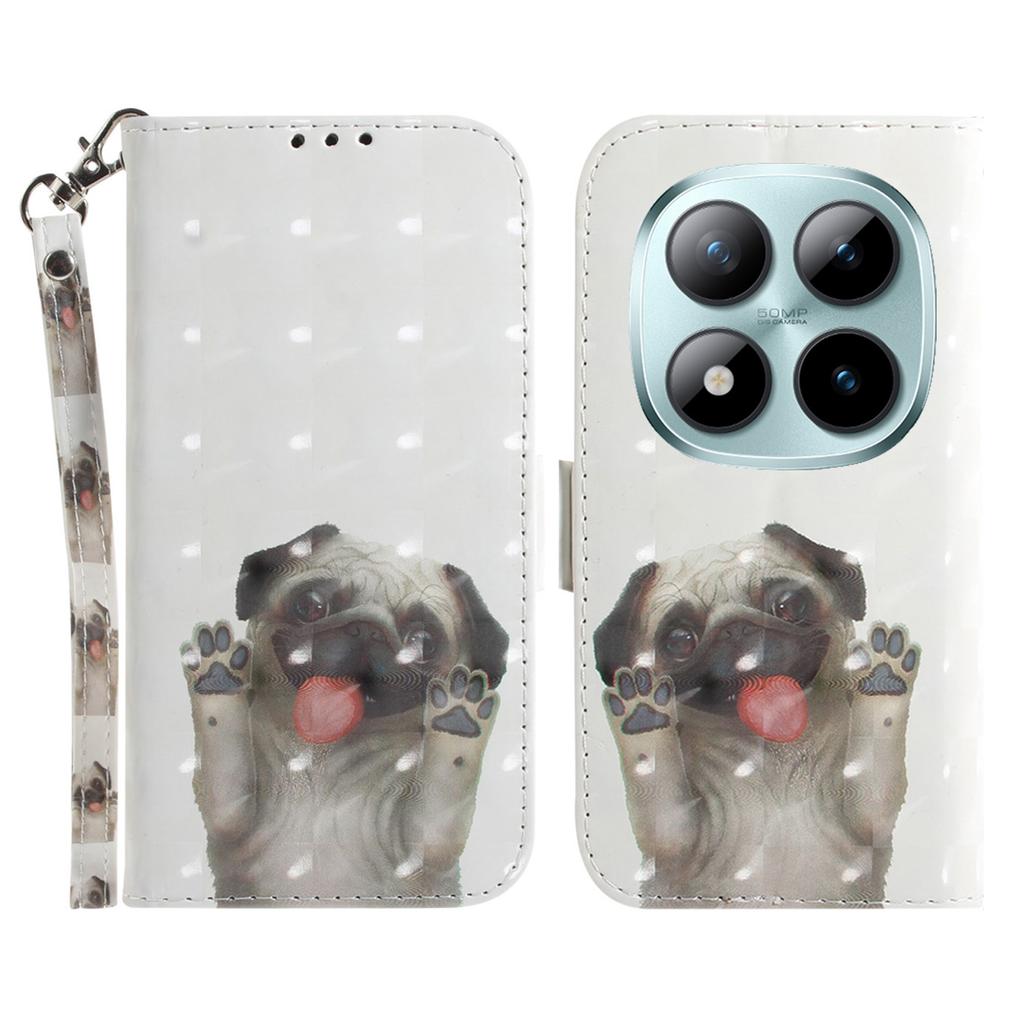 עבור Xiaomi Redmi Note 15 Pro 5G (גלובלי) ארנק עור עם הדפסת דוגמה, כיסוי טלפון עם רצועת יד