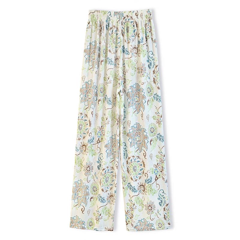 Women's Floral Drawstring Wide-Leg Casual Pants