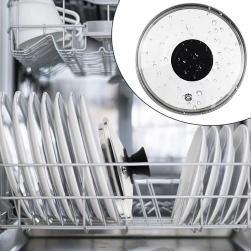 HEVSTIL Universal Lid for Pots, Pans, and Skillets, 6.5-inch/17cm Clear Glass Pot Lid with Heat-Resistant Silicone Handle