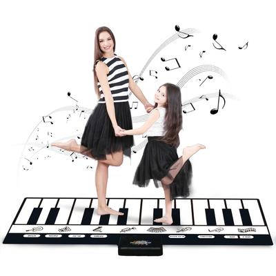 Tapis Musical Électronique 180x72cm Clavier Noir & Blanc Tapis de Jeu Piano pour Enfants Tapis de Jeu pour Bébé Tapis Jouets Éducatifs Précoces Cadeau
