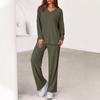 New Spring/Summer Two-Piece Set Cotton-Like Casual V-Neck Long-Sleeve Loose-Fit Pants Set for Women
