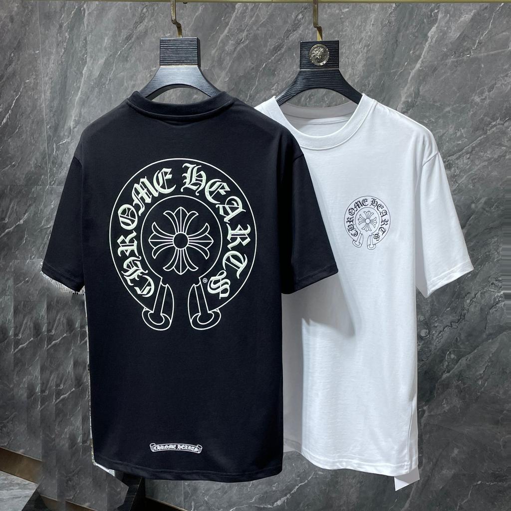 8702 CHROME HEARTS Summer New High Quality Cotton Round Neck Loose Large Size Men's and Women's T-shirt Couple T-shirt