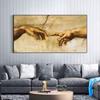 Famous Art Hand To Hand The Creation of Adam By Michelangelo Canvas Paintings Wall Pictures Posters and Prints for Living Room