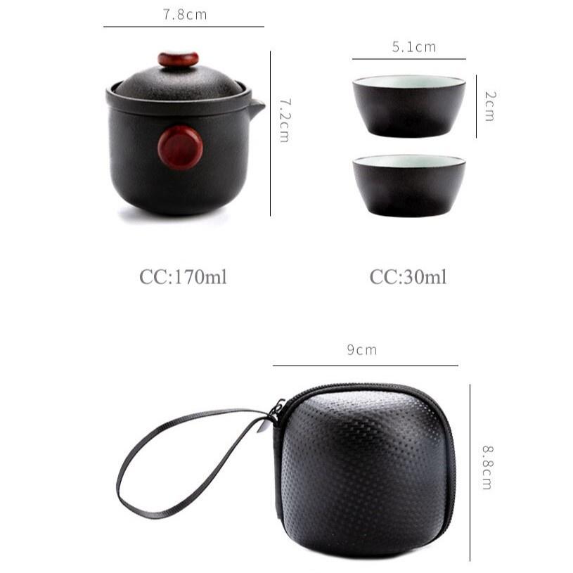 Black Ceramic Quick Tea Set One Pot Two Cups Kung Fu Tea Set Portable Ceramic Tea Set