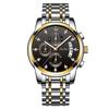 New Top Brand Men's Waterproof Watch Multifunctional Chronograph with Luminous Stainless Steel Solid Steel Quartz Watch