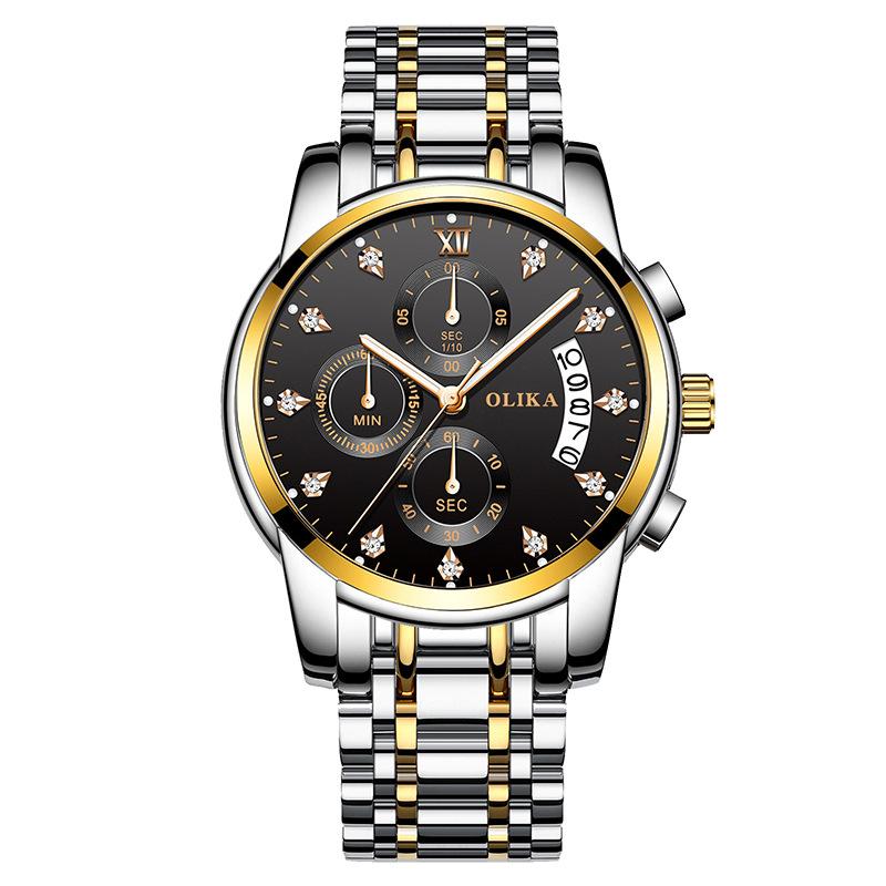 New Top Brand Men's Waterproof Watch Multifunctional Chronograph with Luminous Stainless Steel Solid Steel Quartz Watch