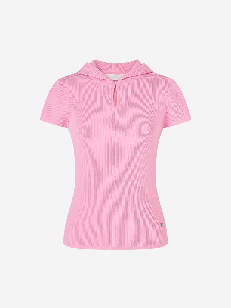 LORDLOAR Ribbed Hoodie Knit Pink