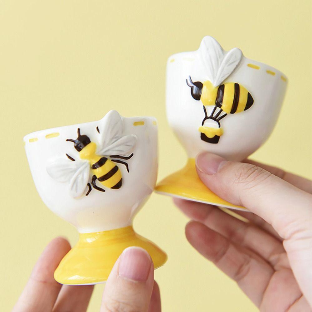 Ceramic Cartoon Egg Cup Rabbit Bee Steamed Egg Cup Funny Egg Holder  Kitchen Display