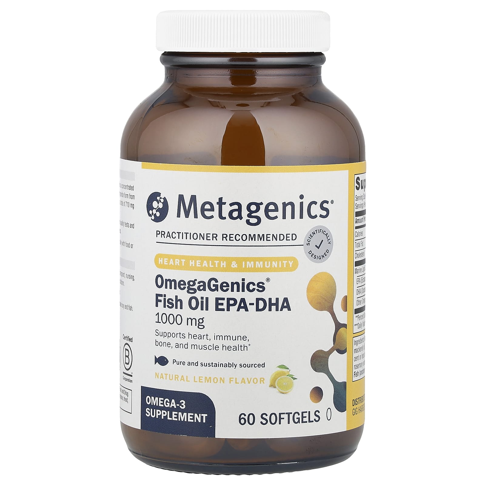 

Omegagenics® Fish Oil Epa-Dha, Natural Lemon Flavor, 1,000 Mg, 60 Softgels