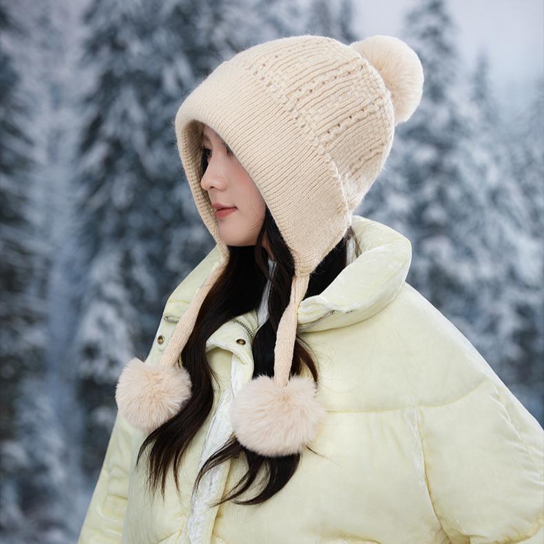 Herbst- und Wintermützen, Damen-Glatzenmützen, Warme Strickwollmützen