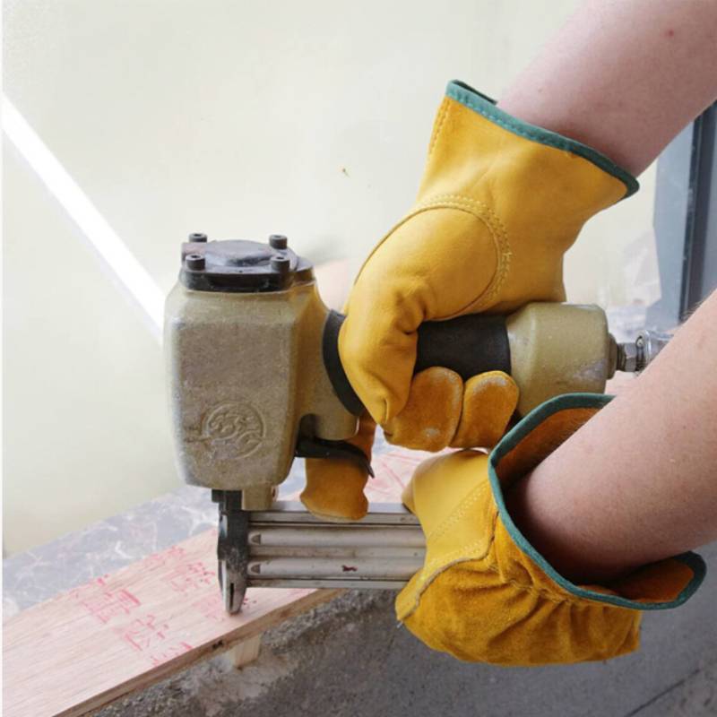 Work Gloves Cowhide Leather Gardening Mechanical Welding Safety For Industrial Use