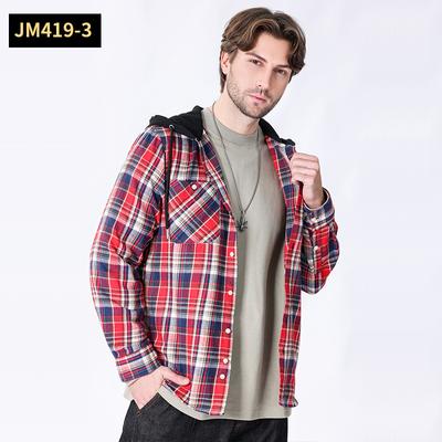 Cozy Up Pánska flanelová mikina s kapucňou Ležérna košeľa na gombíky Kockované košele Štýlové košele s dlhým rukávom s vreckom