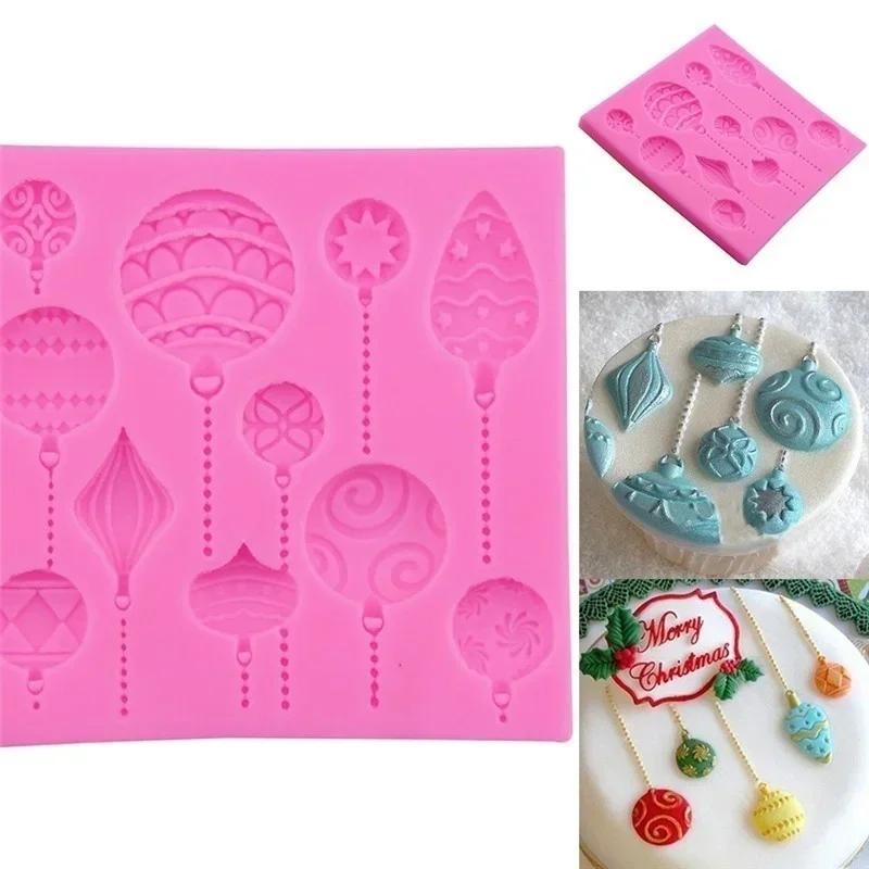 Akcesoria do dekoracji ciast Kształt kuli bożonarodzeniowej Ręcznie robiona Kreatywna Forma Silikonowa Ozdoba Świąteczna Forma do Ciasta Fondant Wyciskacz