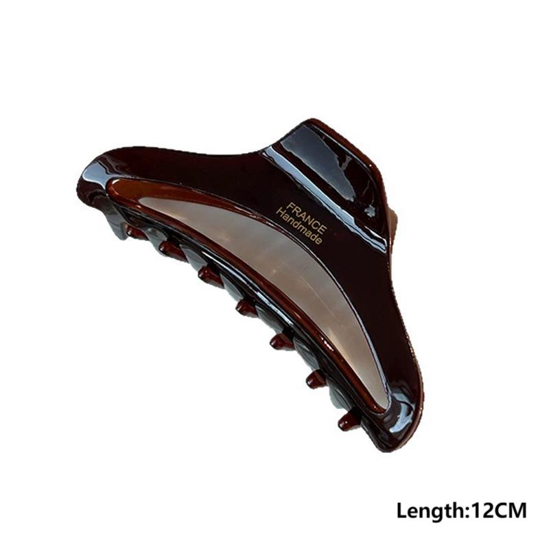 French Acetic Acid Print Hollow Hair Claws for Women Simple Large Shark Clip Back of Head High Volume of Hair Accessories