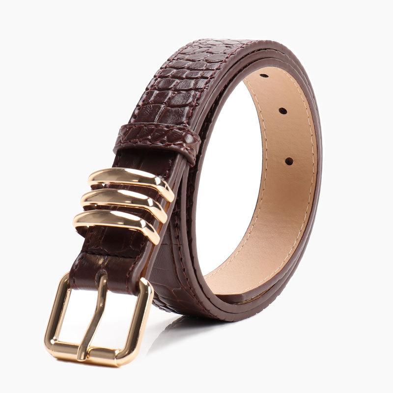 Retro Stone Pattern Belt for Women High-end Alloy Three-small Circle Women's Belt Decorative Dress Jeans Belt