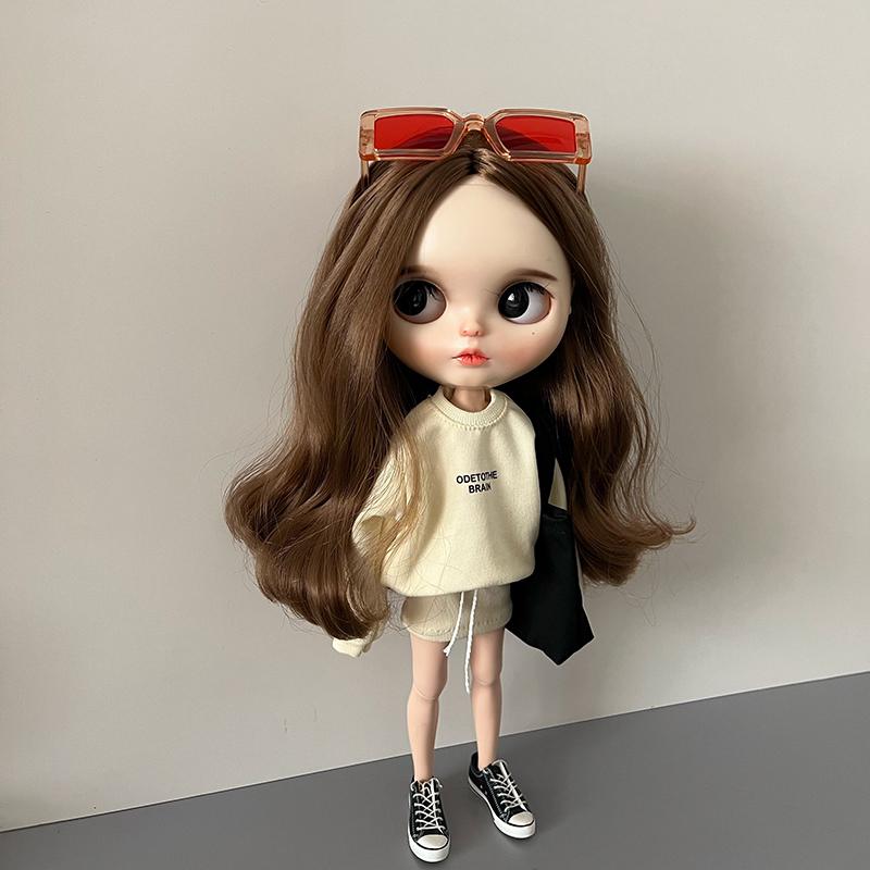 New Handmade Blythe Clothes 2 Piece Set Sweater and Short Skirt Sport Casual Suit for Blyth OB24 Azone Licca Pullip 1/6 Dolls