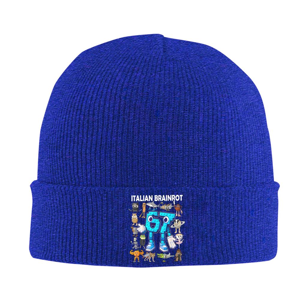 6 7 Italian Brainrot Six Seven Meme Birthday Beanie Hats  Bonnet Hats Female Male Street Kpop Knitted Hat Autumn Elastic Caps
