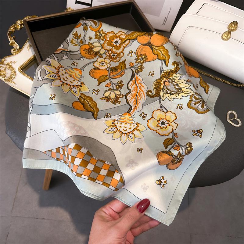 Women's 70cm Leopard Print Silk Scarf - Versatile Square Scarf for Professional and Casual Wear