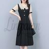 Plus Size Elegant Slimming Dress - Short Sleeve, Two-Piece Look, Summer Fashion.