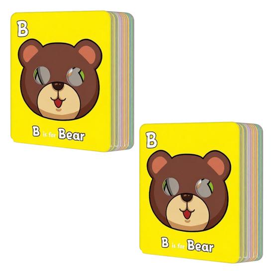 1/2/3 Sets Kids Alphabet Flash Cards with Animal Face Guards Toddlers Boys Girls 26 Letters ABC Preschool Learning Interactive Educational Flashcards