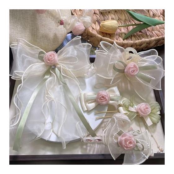FASELE Hair Stick, Hair Accessory, Casual, Stylish, Sweet, Cute Rose Flower Ribbon Hair Clip, Popular Women's Elegant Fashionable for Kimono, Western