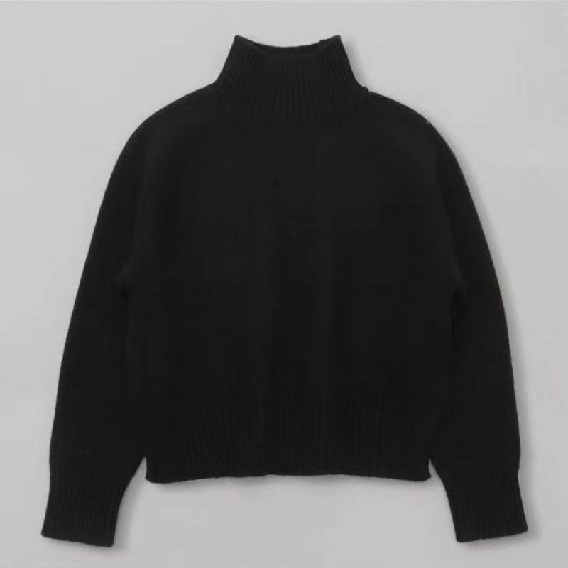 

Женский вязаный свитер в корейском стиле с разрезом - Однотонный, с полувысоким воротником, свободного кроя, осенне-зимний S (Below 95 jin)