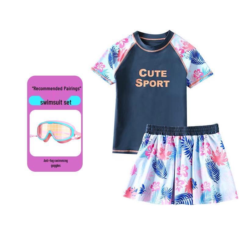 Plus Size Kids' Quick-Dry UPF50+ Swimsuit: Comfortable, High Elasticity, Non-Binding Sun Protection for Chubby Kids, Short & Long Sleeve Options