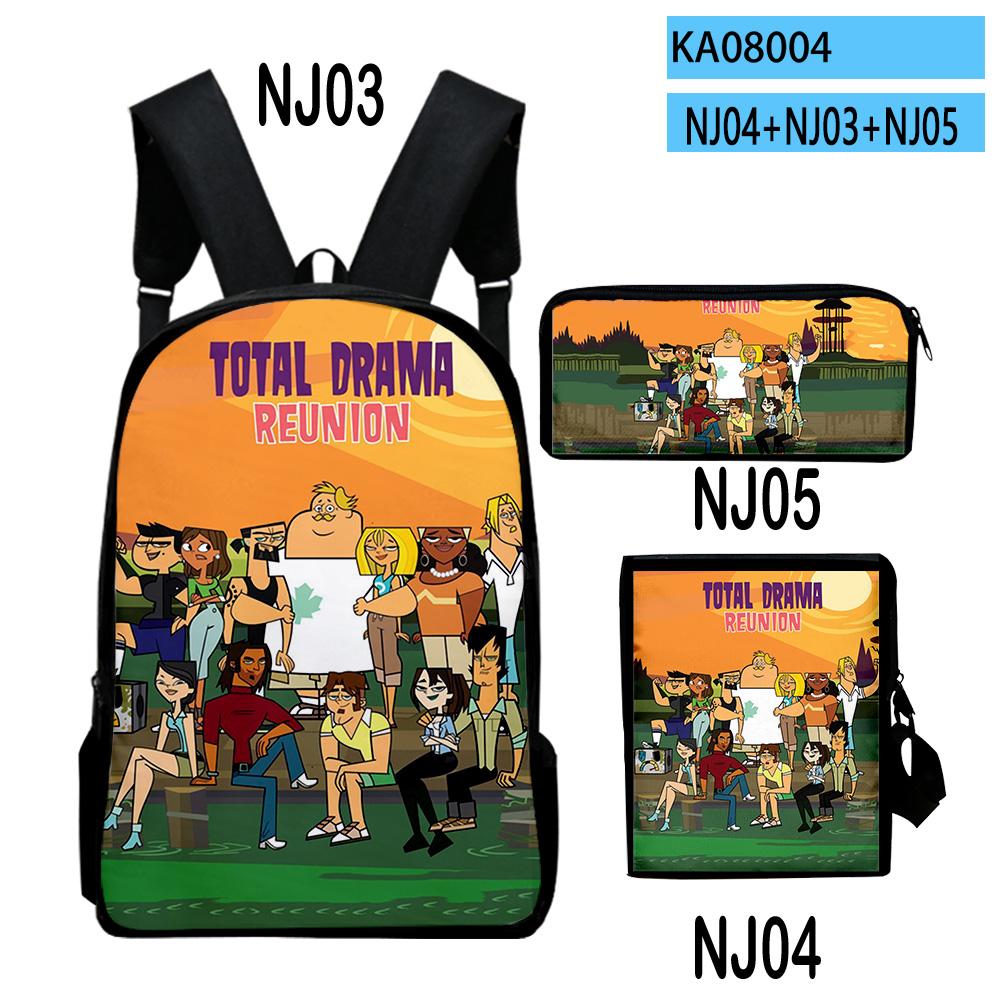 Klassische Neuheit Total Drama 3D-Druck 3 Stück/Set Schüler Rucksäcke Laptop Tagesrucksack Rucksack Schräg getragene Tasche Federmäppchen