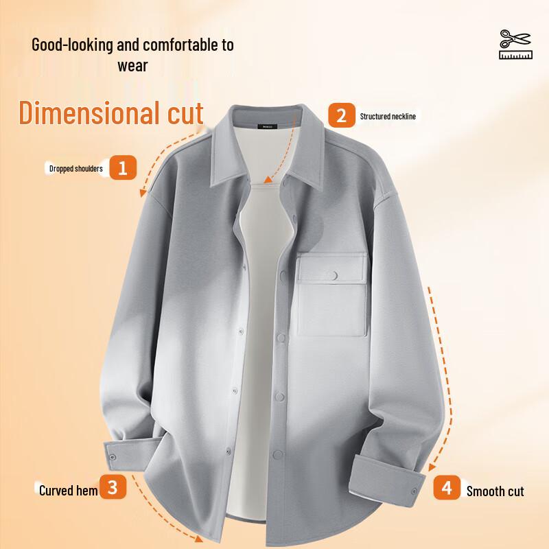 MINISO Men's Fleece Lined Warm Shirt Jacket