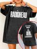 Washed Retro Radiohead European Tour Unisex T-shirt, Hip-hop Rock Style, Gothic Loose T-shirt, Ding Ge Special Edition