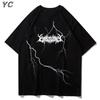Hip Hop Unisexs TShirts Black Flash Print Gothic Short Sleeve Tshirt Y2k Summer Harajuku Women Streetwear Cotton Tops Casual Tees