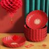 Red Wedding Snack Tray Round Serving Tray Multifunctional Chinese New Year Nut Plate  Entertainment