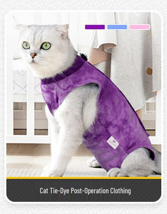 Grenzüberschreitender Katzen-Post-OP-Erholungsanzug - Atmungsaktiv, Verstellbar, Anti-Leck, Dünner OP-Anzug