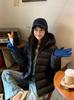 Rib cotton-padded clothes for women's new winter short hooded thickened warm small bread clothes cotton-padded jacket