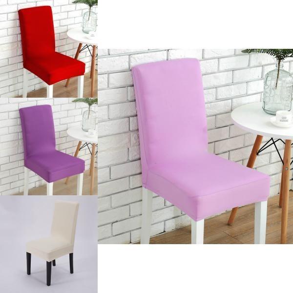 Soft Chair Cover Solid Color Elastic Slipcovers For Dining Room